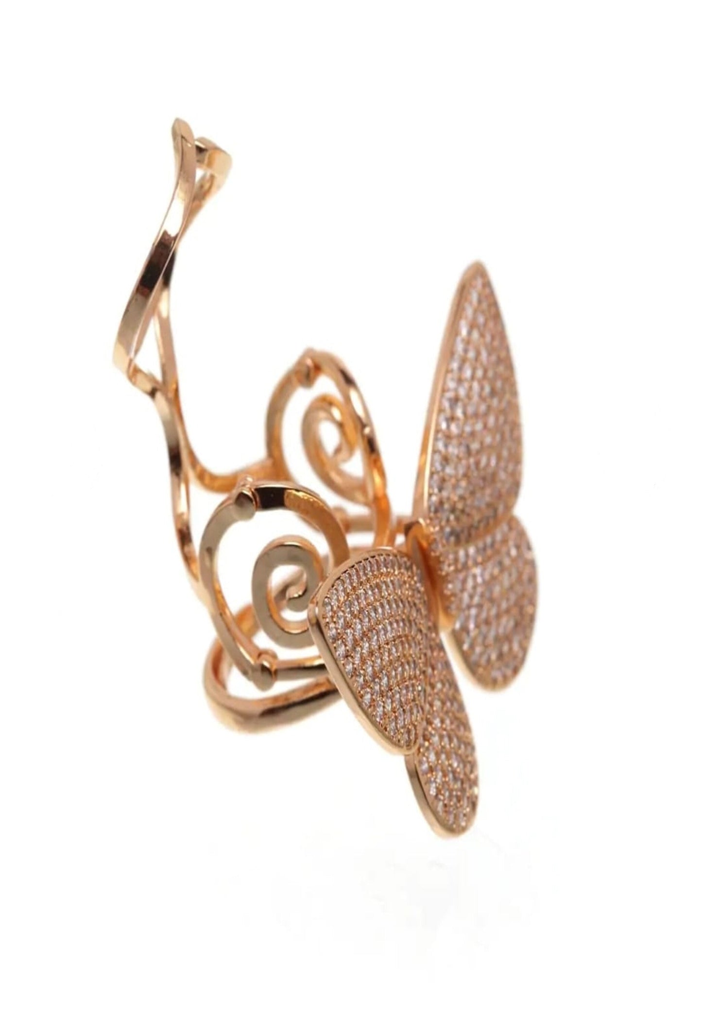 Women's American Diamond Gold-Plated Butterfly Ring