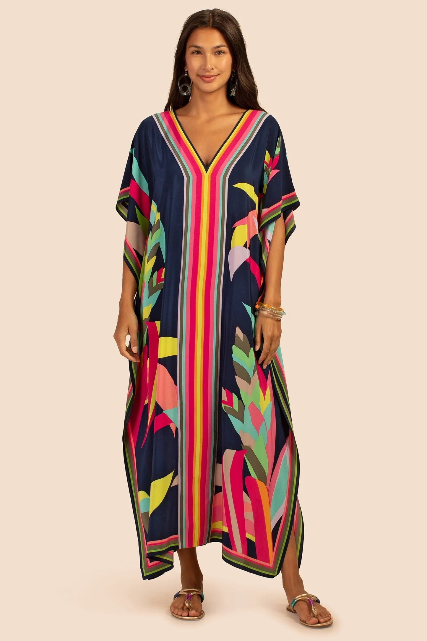 Women's Colorful Floral Silk Crepe Kaftan