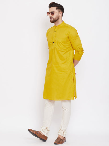 Men's Pure Cotton Kurta With Band Collar