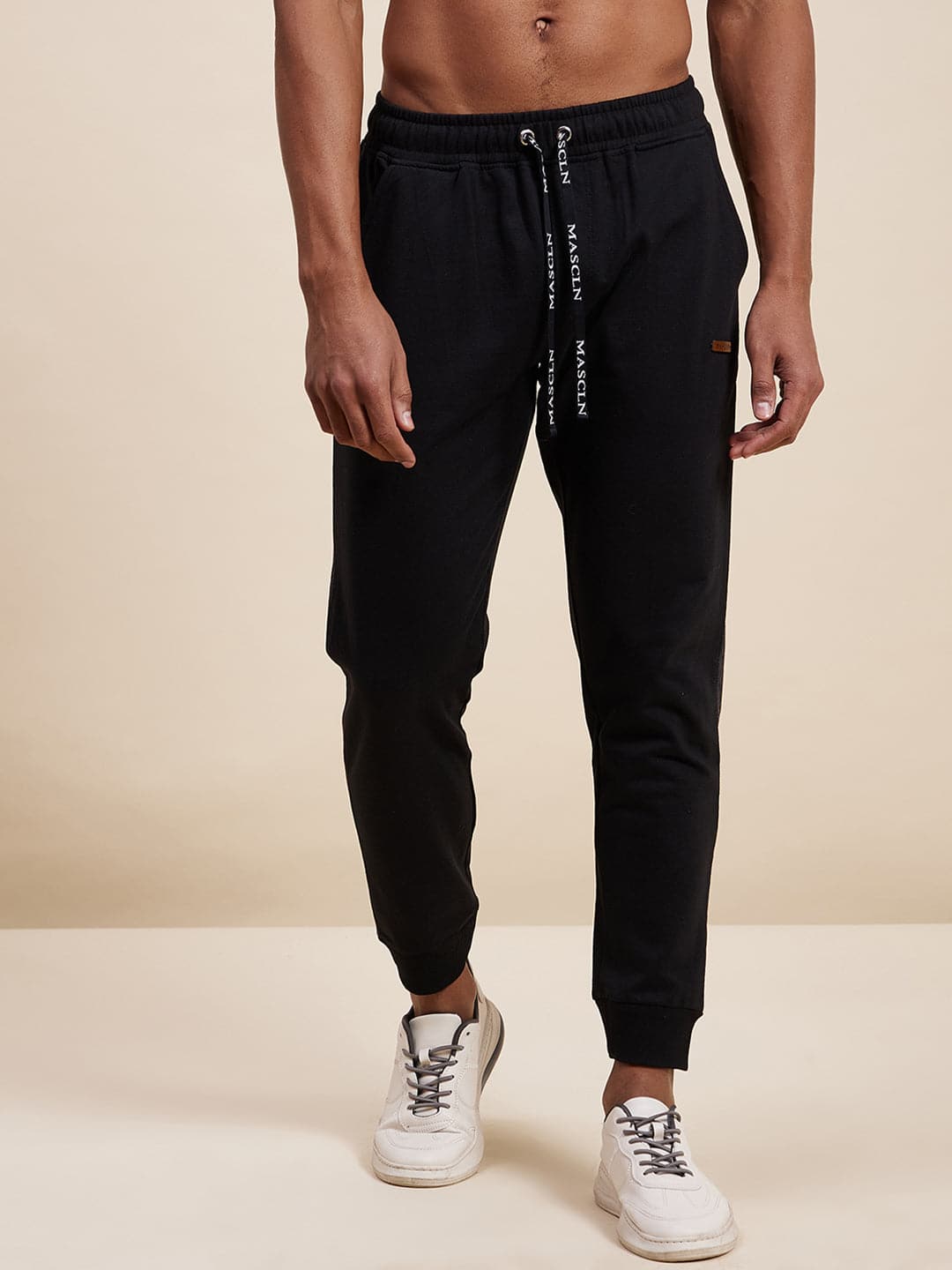 Men's Black Relax Fit Side Tape Joggers - LYUSH-MASCLN