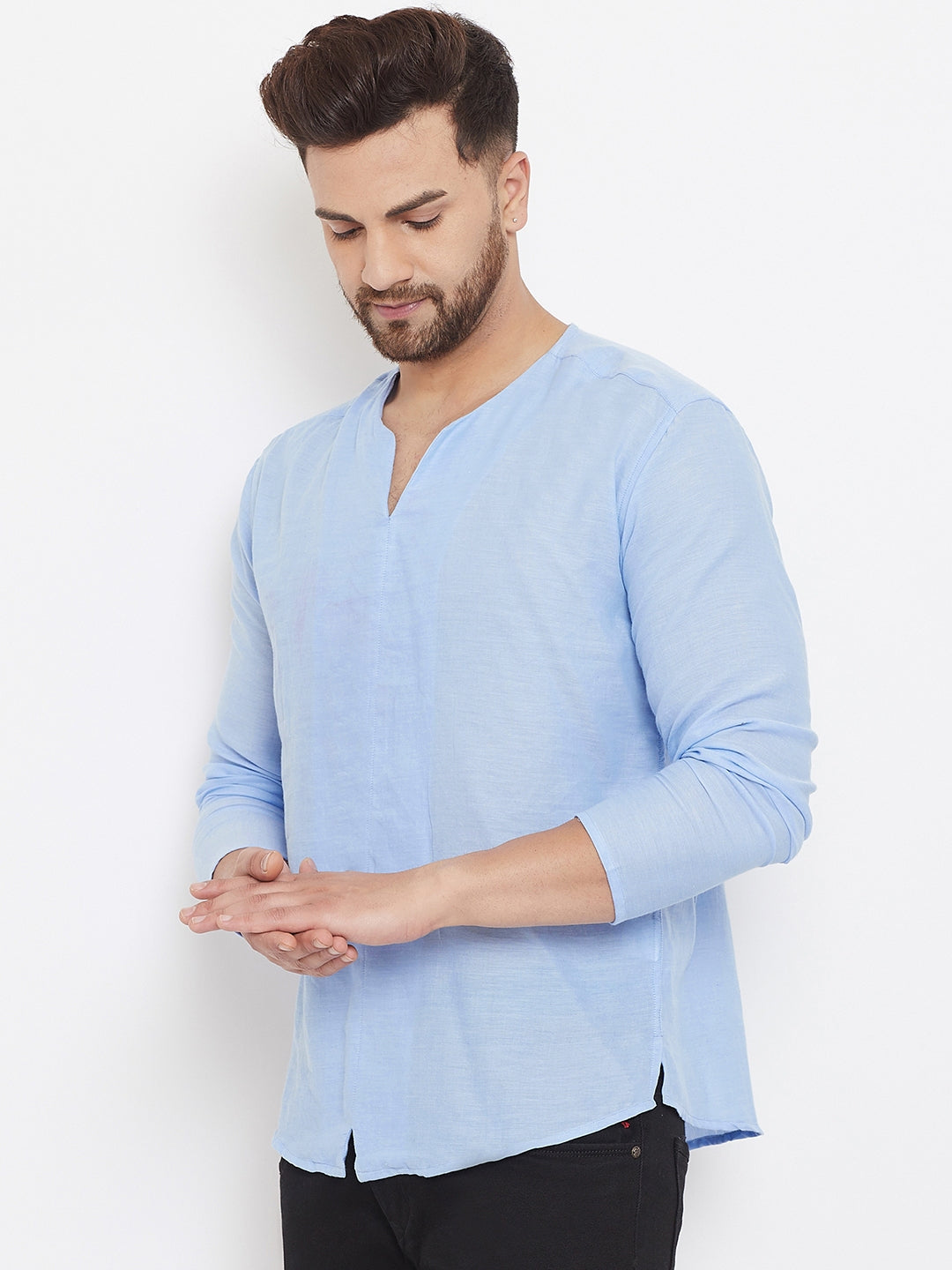 Men's Blue Summer Casual Shirt Kurta