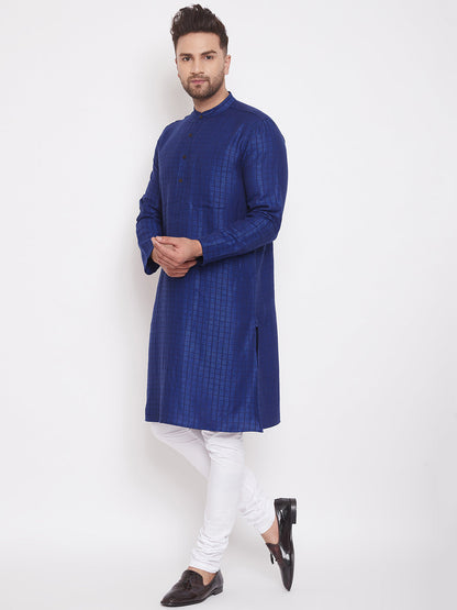 Men's Royal Blue Pure Cotton Kurta