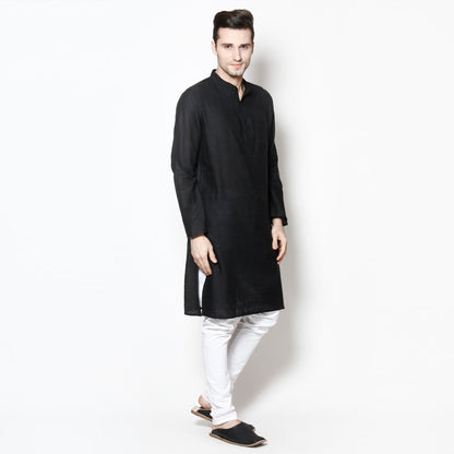 Men's Black Cotton Kurta