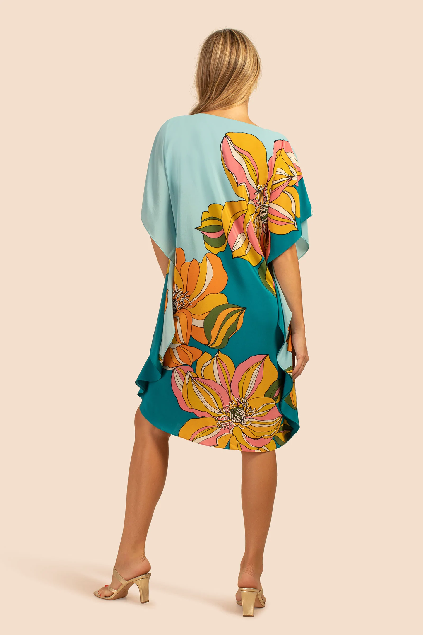 Women's Coral Print Short Cotton Kaftan