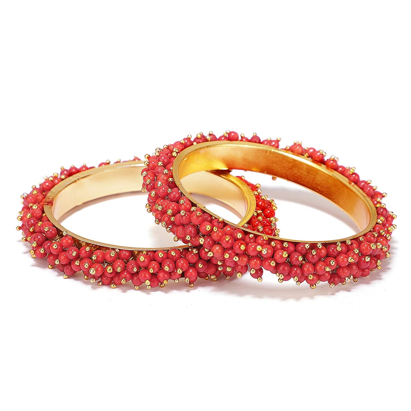 Women's Gold-Plated Beads Work Bangles