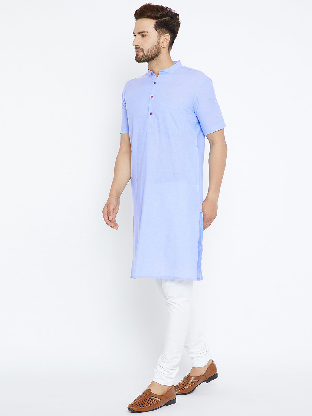 Men's Blue Pure Cotton Kurta