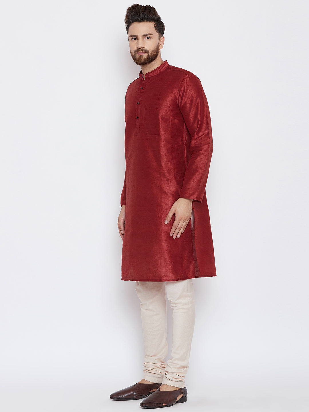 Men's Maroon Festive Kurta