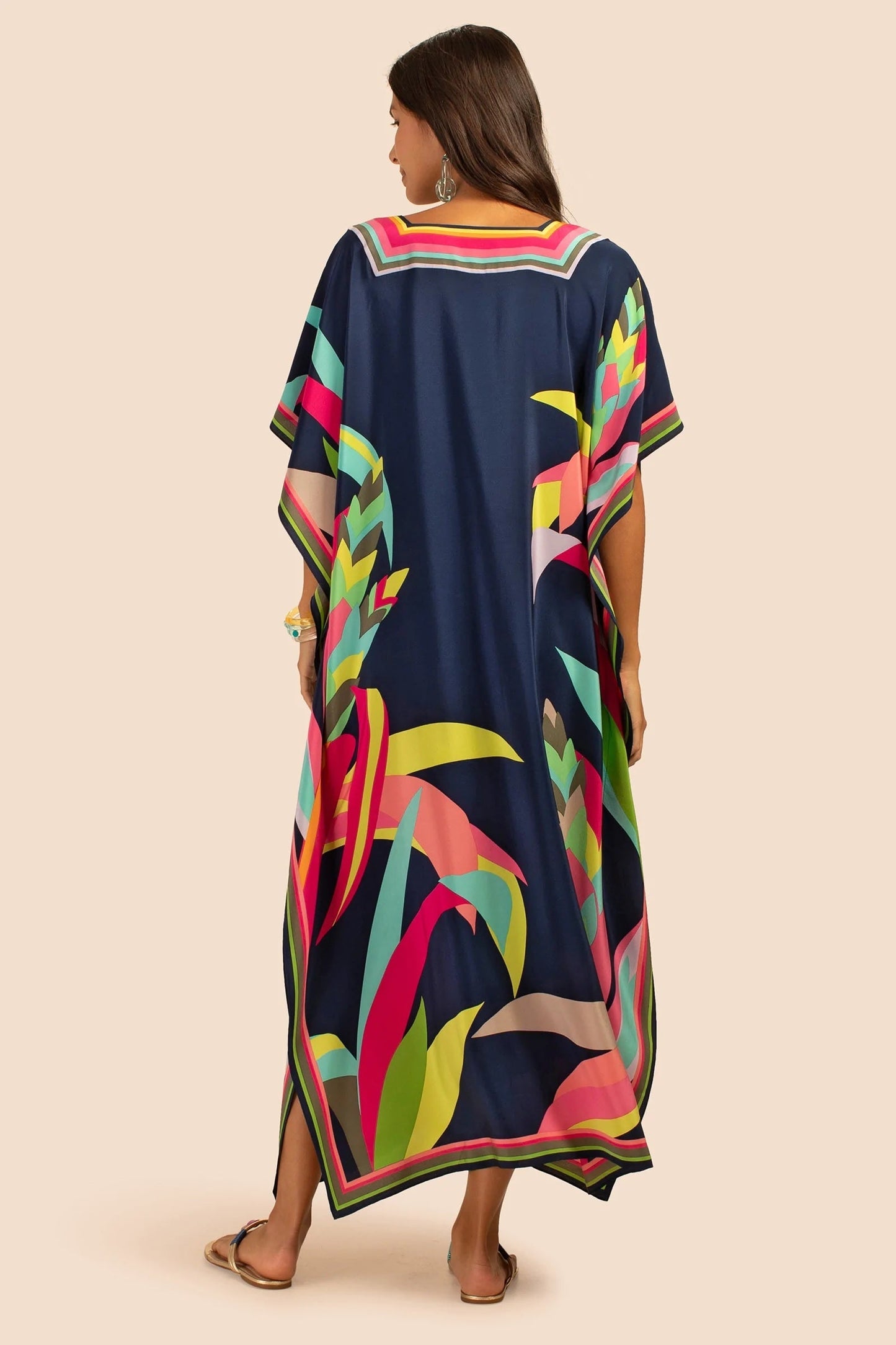 Women's Colorful Floral Silk Crepe Kaftan