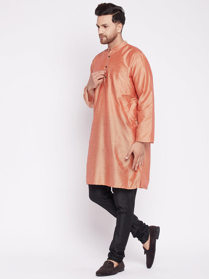 Men's Long Kurta with Band Collar -