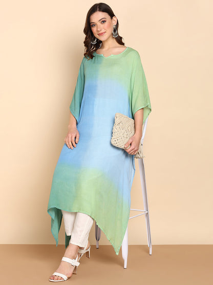 Women's Green Crepe Kaftan