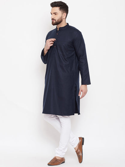 Men's Black Cotton Wool Kurta