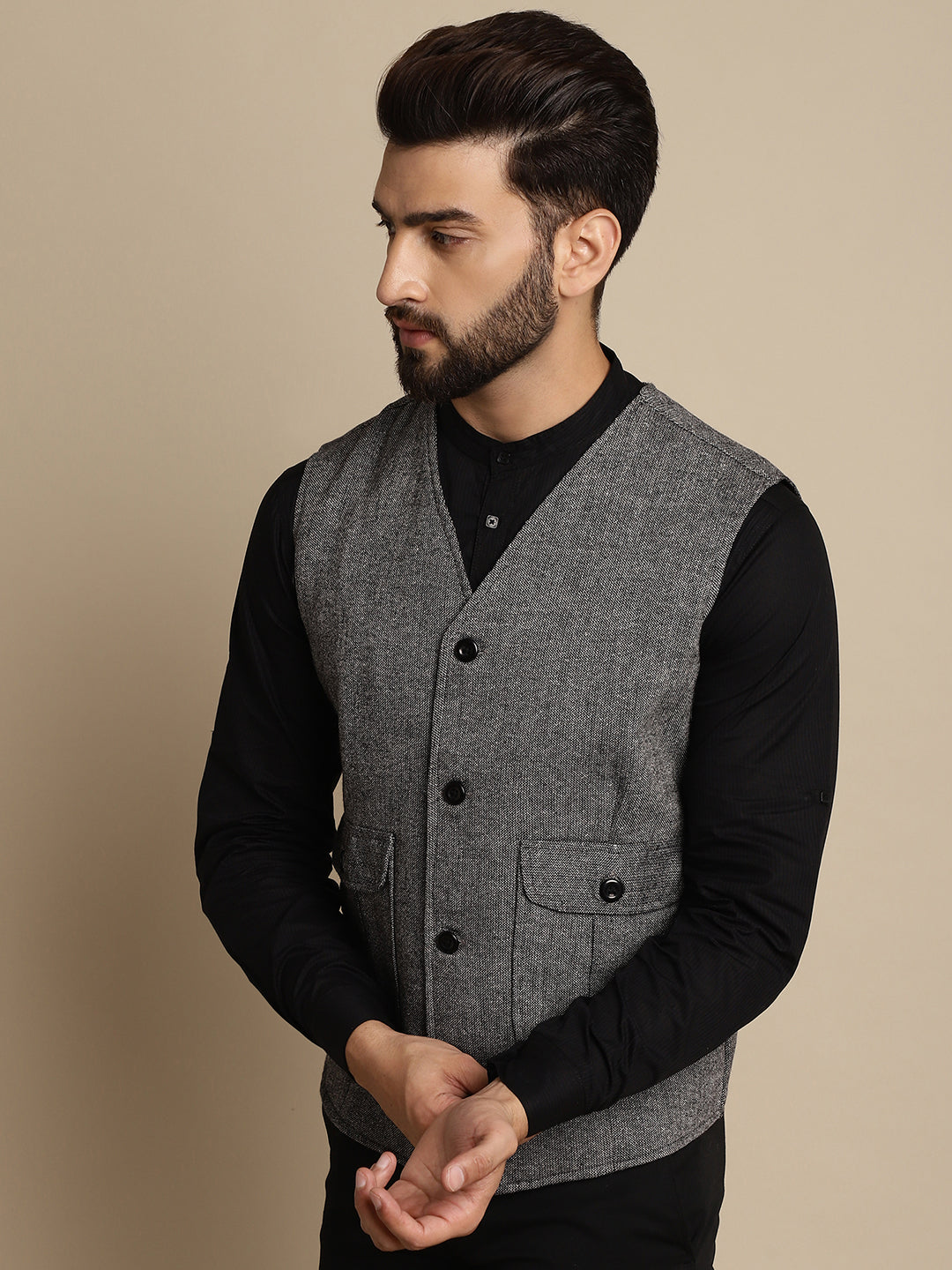 Men's Woolen Waistcaot With Patch Pocket