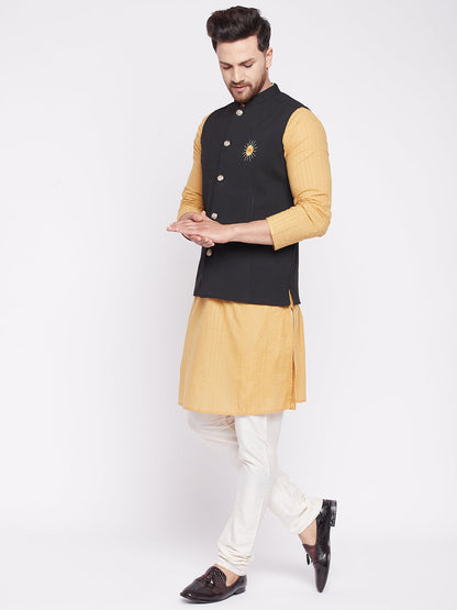 Men Black Nehru Jacket by  (1 Pc Set)