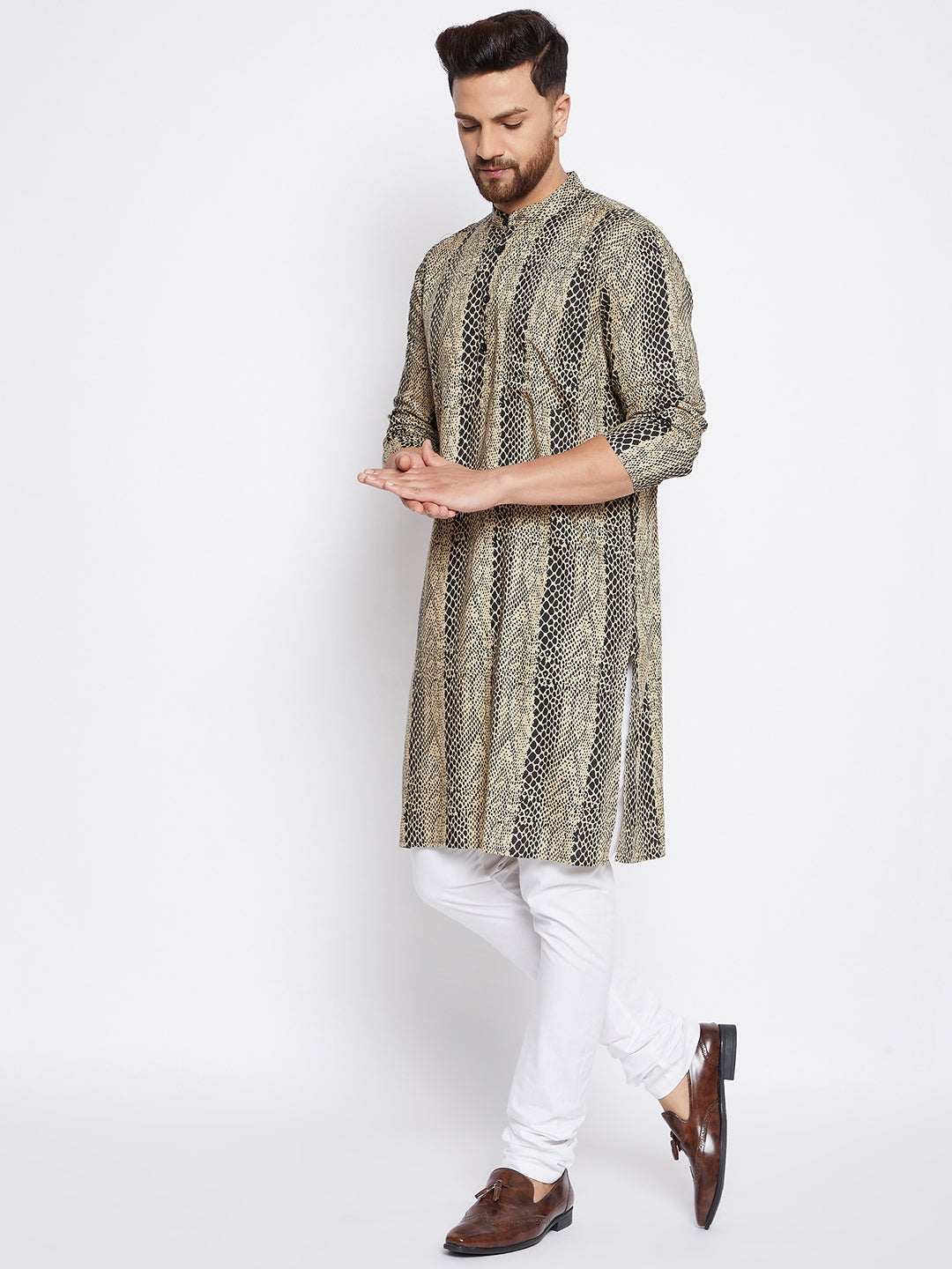 Men's Printed Design Straight Kurta