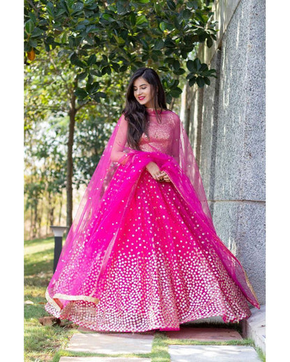 Women's Rani Pink Lehenga - Label Shaurya Sanadhya