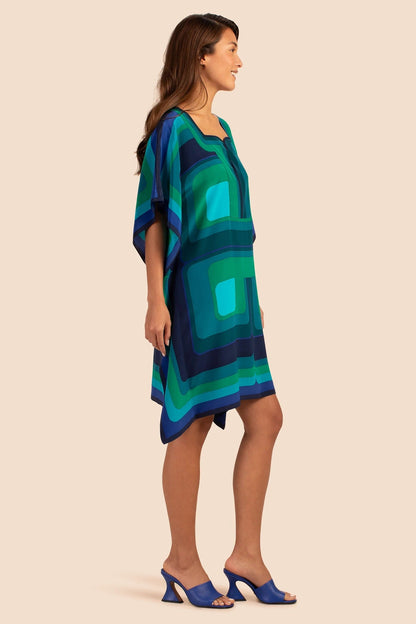 Women's Shades Of Green Short Silk Crepe Kaftan