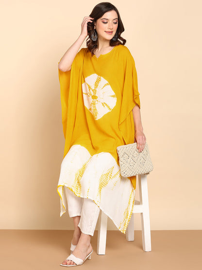 Women's Yellow Crepe Kaftan