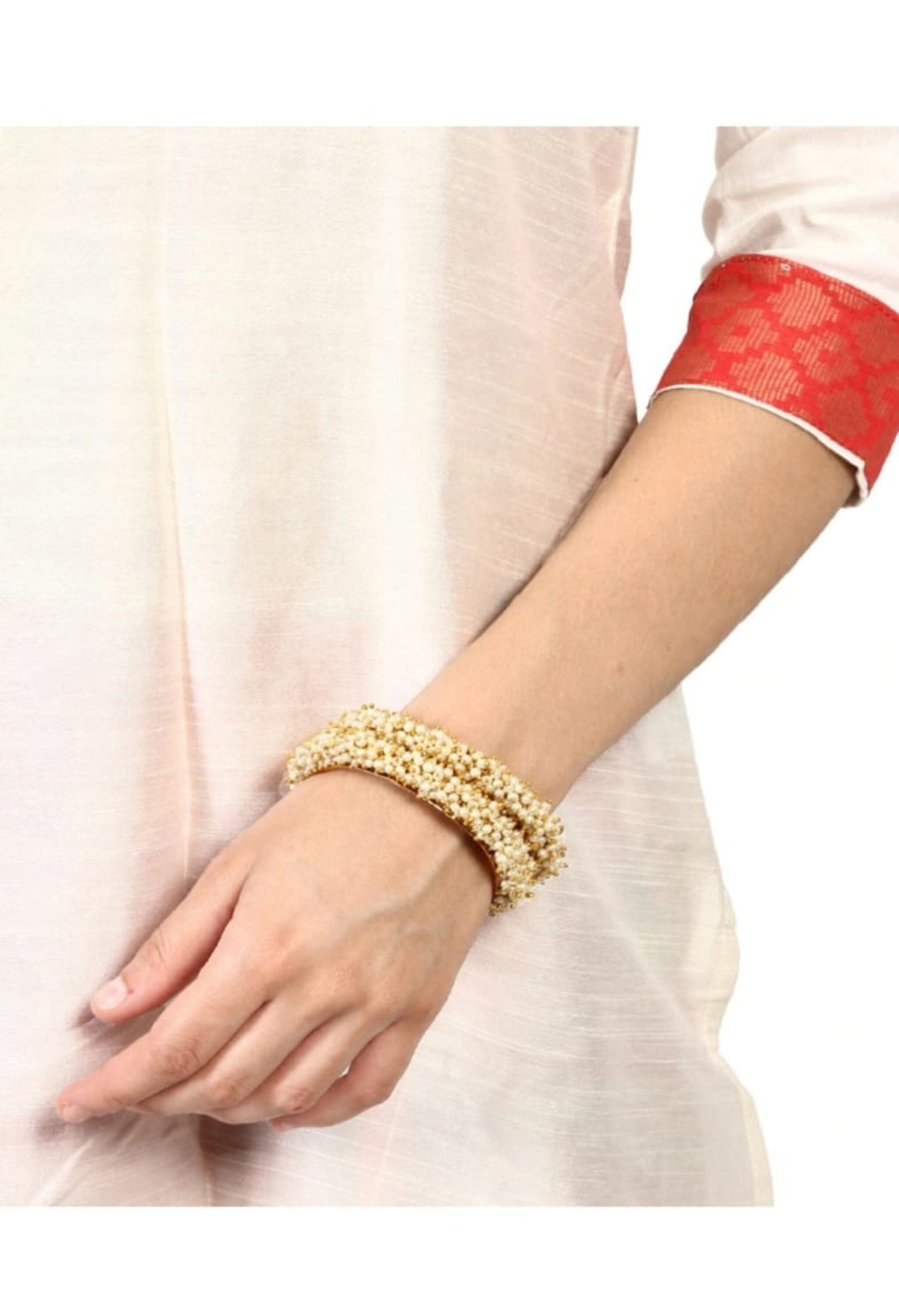 Women's Gold-Plated Beads Work Bangles