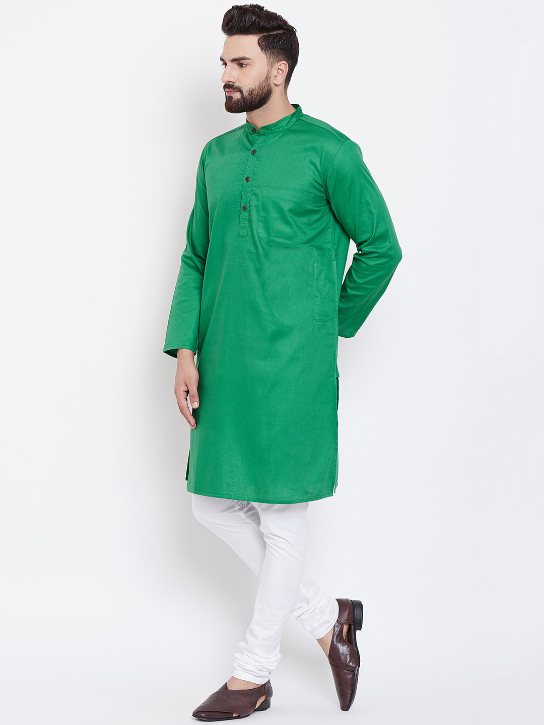 Men's Leaf Green Cotton Kurta