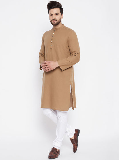 Men's Pure Cotton Beige Kurta