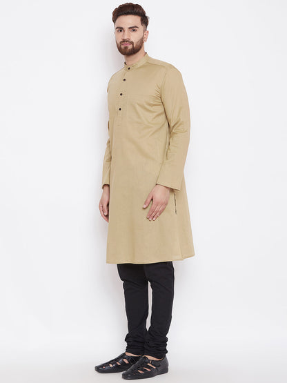 Men's Beige Pure Cotton Kurta