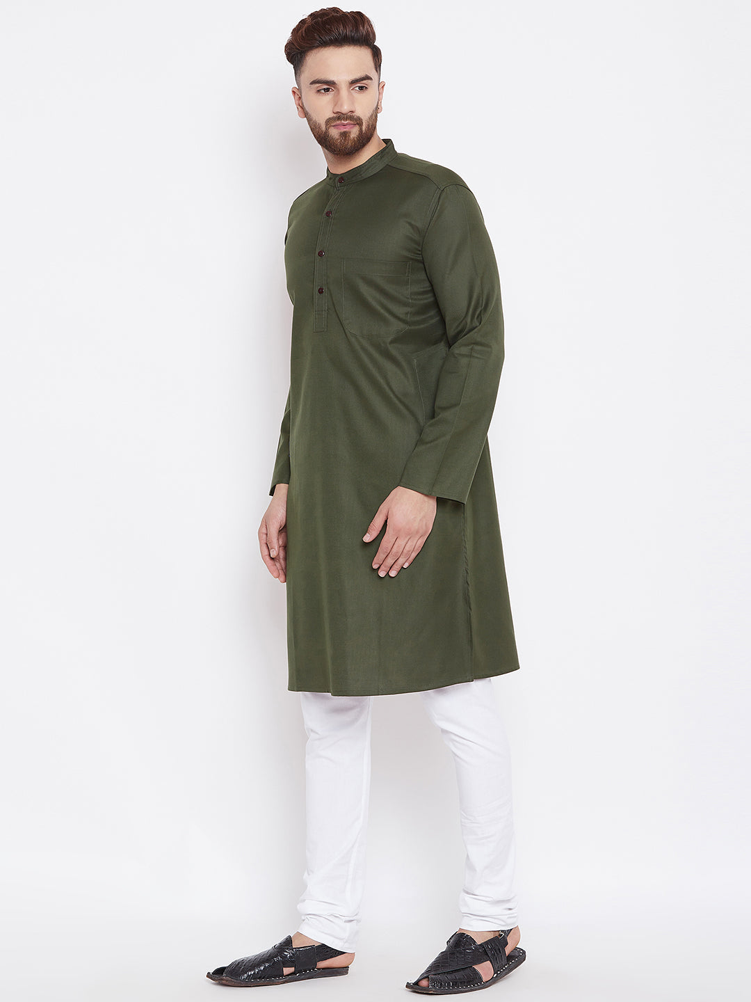 Men's Green Cotton Kurta