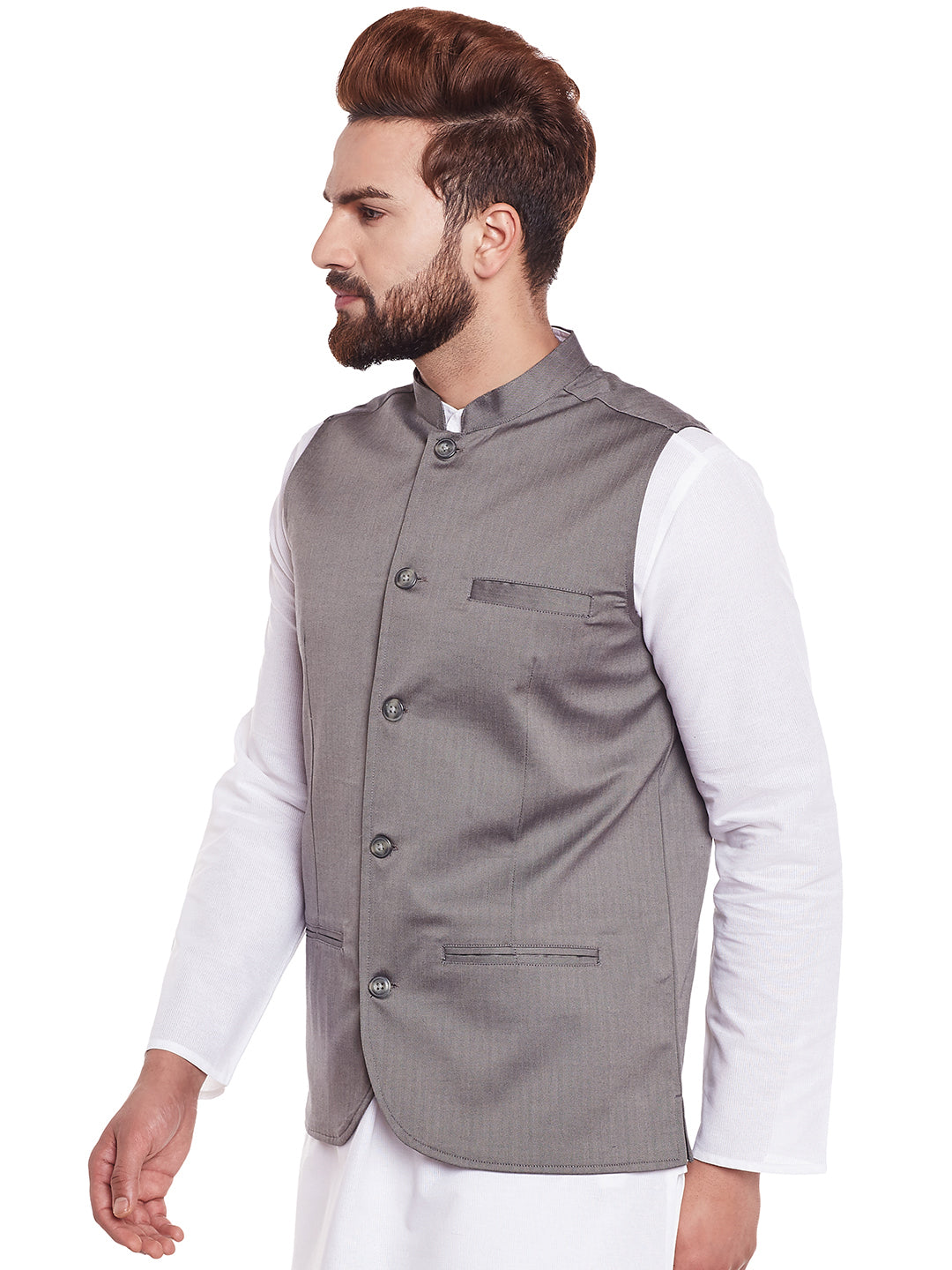 Men's Grey Nehru Jacket