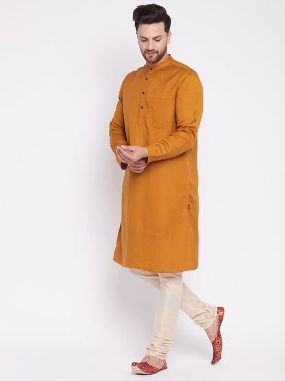 Men's Long Kurta with Band Collar -