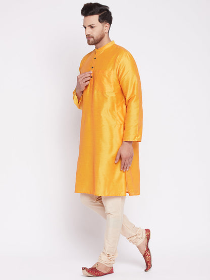 Men's Long Kurta with Band Collar -