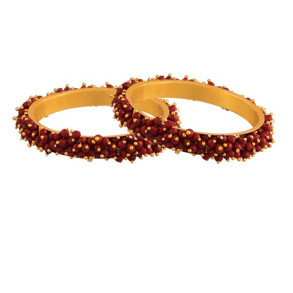 Women's Gold-Plated Beads Work Bangles