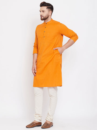 Men's Pure Cotton Kurta With Band Collar