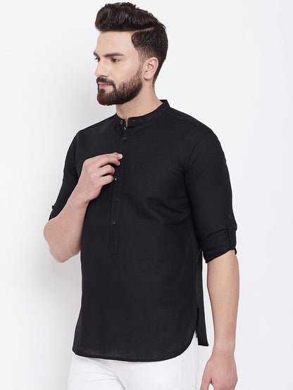 Men's Black Linen Shirt Kurta