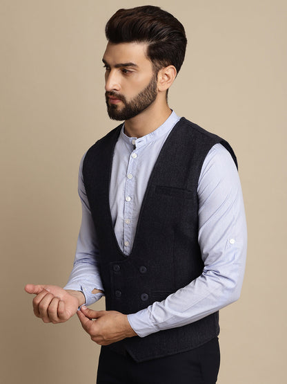 Men's Woolen Double Breast Waist Coat