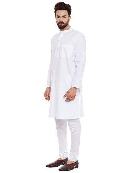 Men's Crisp White Cotton Solid Kurta