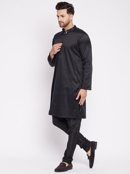 Men's Long Kurta with Band Collar -