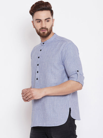 Men's Light Grey Pure Cotton Shirt Kurta