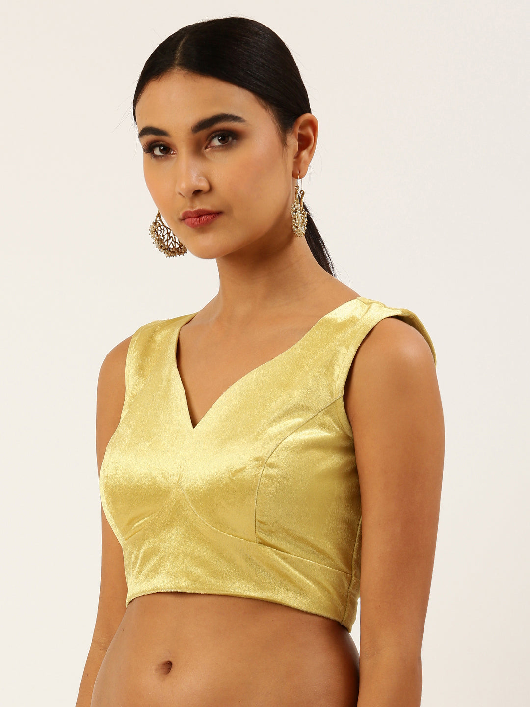 Women's Yellow Toned Velvet Readymade Blouse