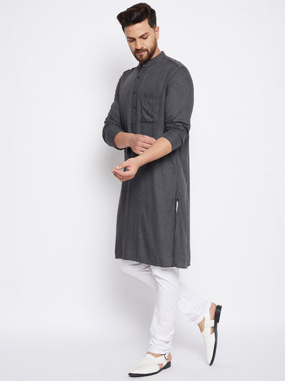 Men's Grey Woolen Straight  Kurta