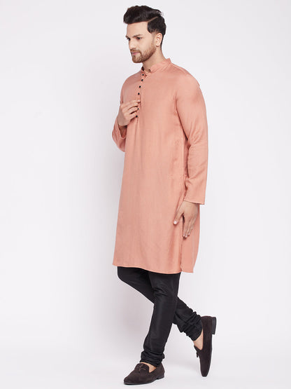 Men's Long Kurta with Band Collar -