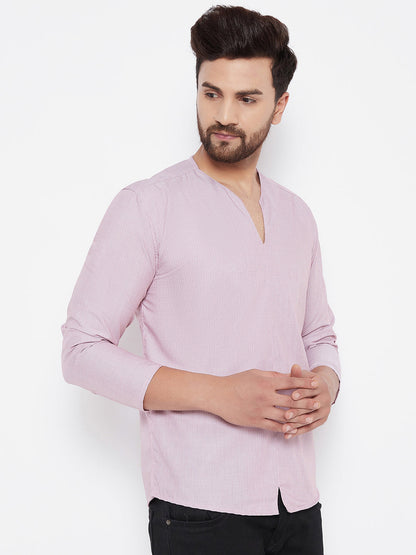 Men's Woven Design Straight Short Kurta