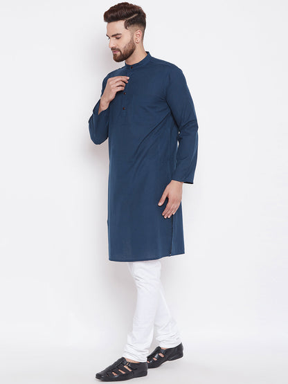 Men's Deep Blue Pure Cotton Kurta