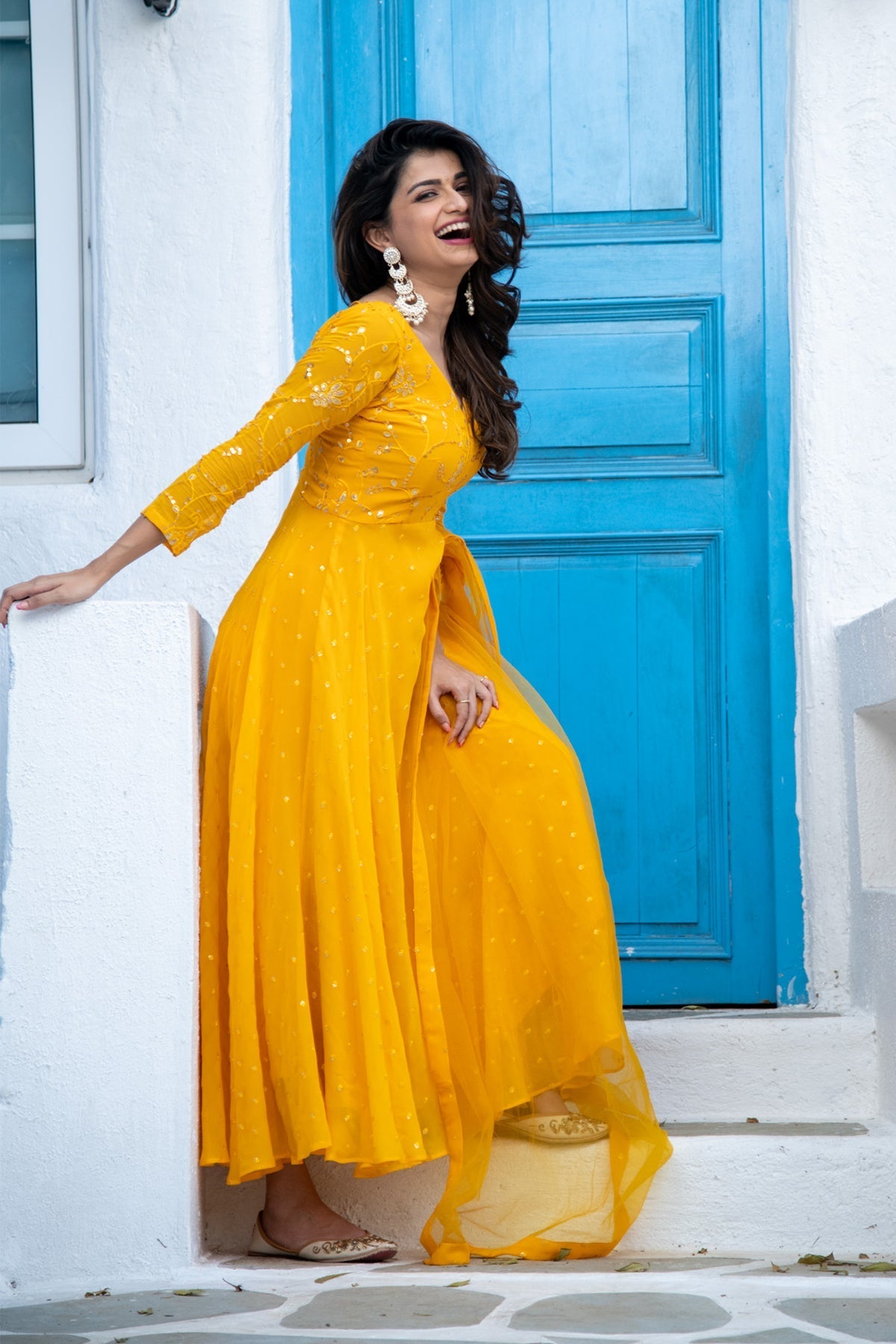 Women's Mustard Yellow Anarkali Set - Label Shaurya Sanadhya