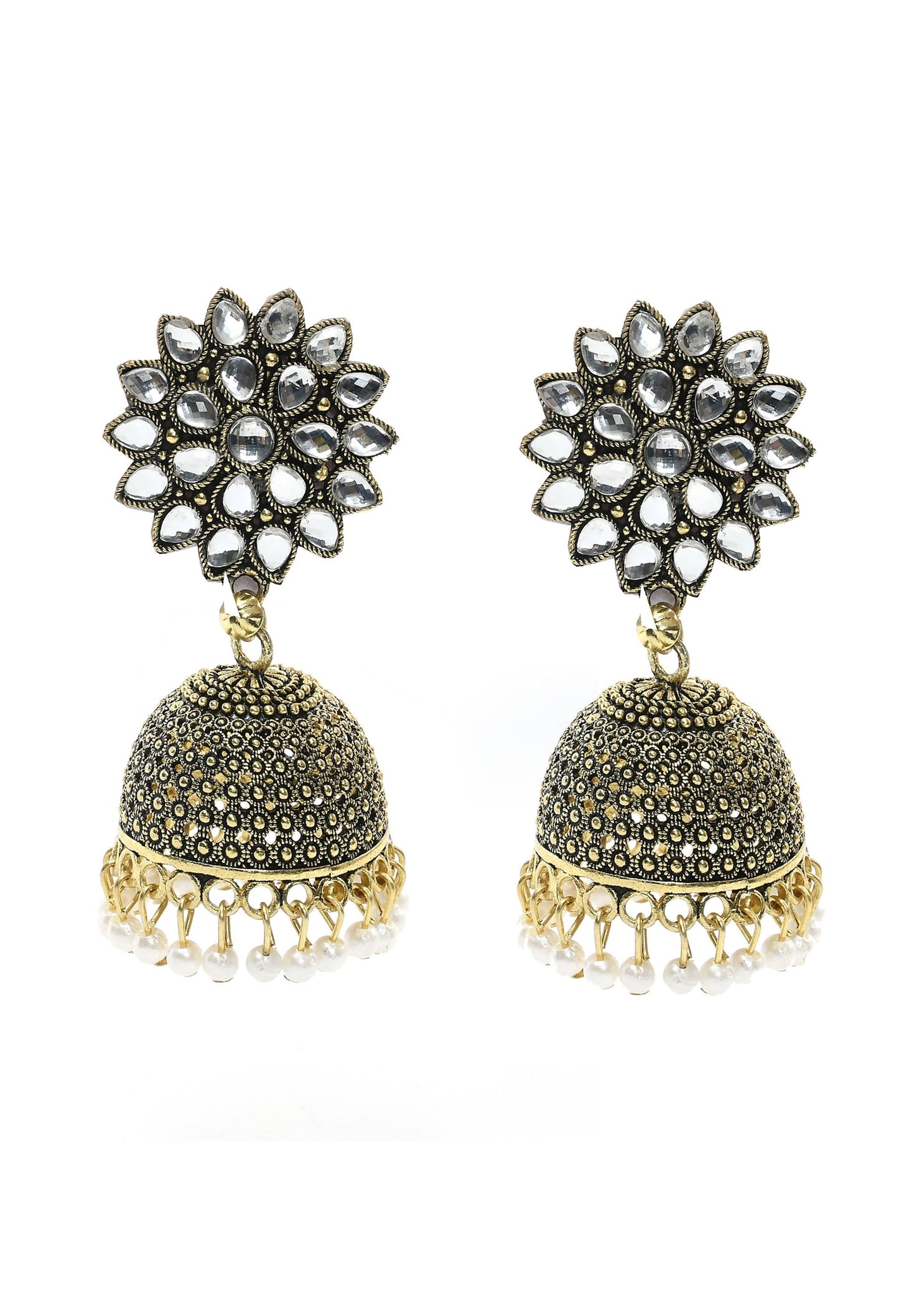 Trendia Kundan Work Jhumka with Pearls Earrings Jker_128