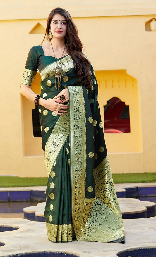 Women's Banarasi Silk Woven Saree With Blouse