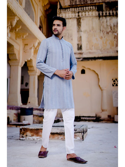 Men's Pure Khadi Dobby Kurta