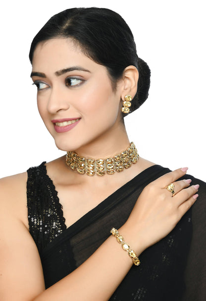 Designer Choker Set Earrings, Bracelet and Ring Jkms_171