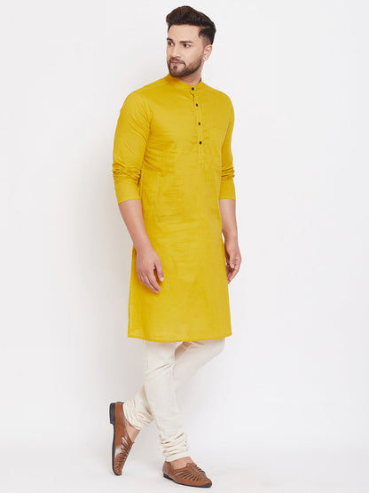 Men's Pure Cotton Kurta With Band Collar