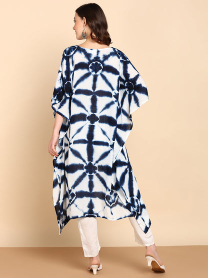 Women's Navy Blue Crepe Kaftan