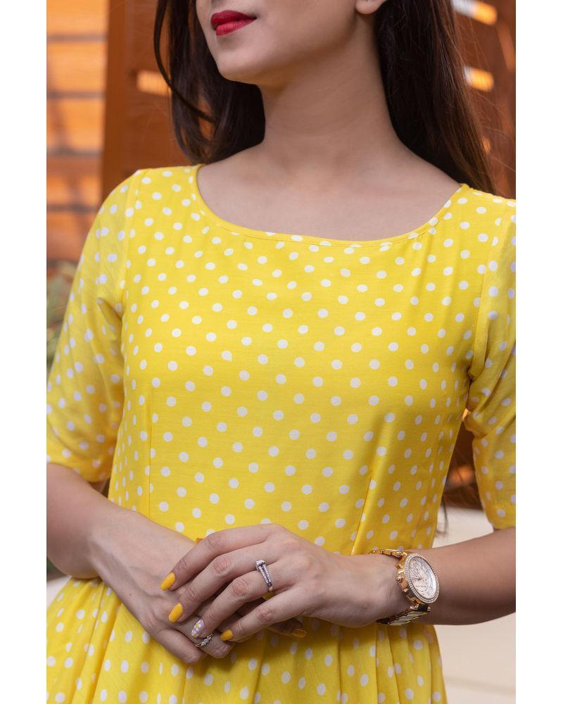 Women's Yellow Polka Dots One Way Gown - Label Shaurya Sanadhya