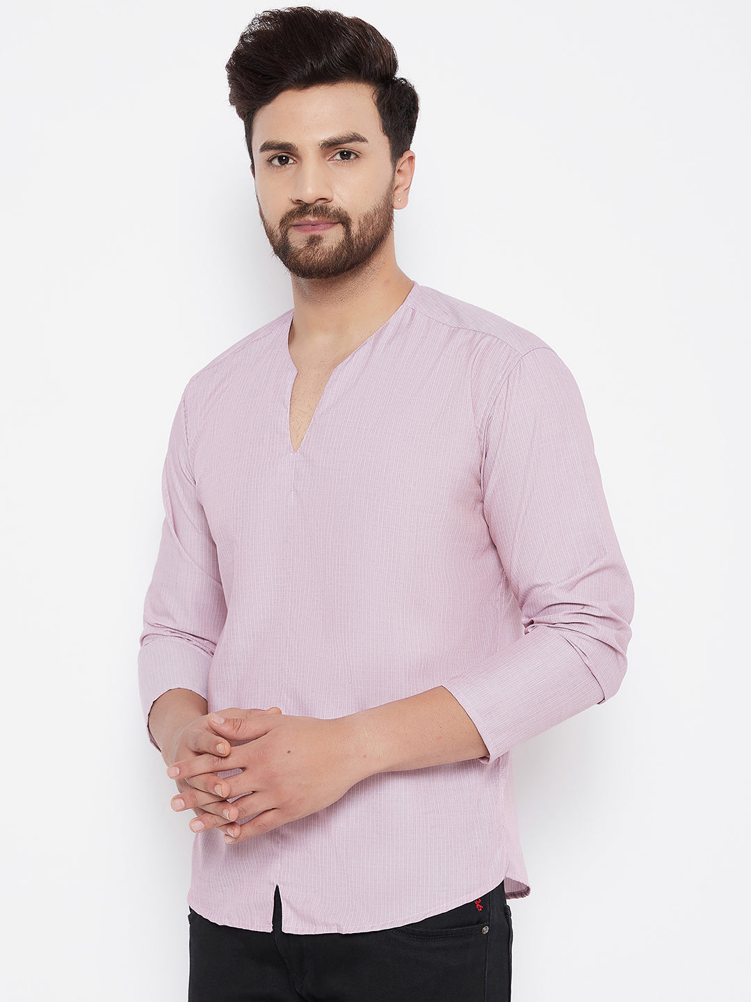 Men's Woven Design Straight Short Kurta